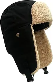 [Perfeclan] Winter Bomber Hat Ski Caps Russian Snow Headwear Warm Thermal with Ear Flaps Trooper Trapper Hat for Running Women Men Hiking Skiing Camping