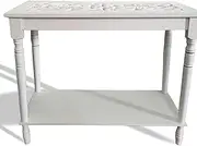 2 Tiers Retro Wooden Console Table, Side Tabletop, Hallway Entry Display Desk, White, Holder Stand, 89x72cm, Gift