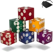 Deluxe Lot (6) Genuine Las Vegas Lake Tahoe Reno Nevada Casino Dice Rainbow Colors Blue Green Purple Red Yellow, Perfect for Poker Dice Yahtzee Farkle Bunco 5-Dice & 6-Dice Games (Frosted Finish)