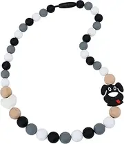 Panny & Mody Chew Necklace for Boys and Girls, Silicone Sensory Chewy Fidget Teether Toy, Chewable Jewellery for Kids with Autism ADHD SPD, Oral Motor, Teething or Special Needs(Grey Dog)