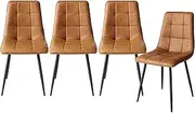 LEVEDE Dining Chairs, Set of 4 Kitchen Chairs, PU Leather Reading Seating, Chic Nursing Seats, Home Furniture for Dining Room, Living Room, Cafe, Meeting Room, Load Up to150kg (Brown)