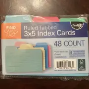 Find-It Tabbed Index Cards, 3 x 5 Inches, Assorted Colors, 48-Pack