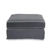 [Florabelle Living] Slip Cover Only - Noosa Hamptons Ottoman Grey W/White Piping
