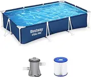 Bestway Steel Pro 9' 10" x 6' 7" x 26" Rectangular Above Ground Pool Set with 827 Gallon Capacity, DuraPlus Liner, and Flowclear 330 GPH Filter Pump