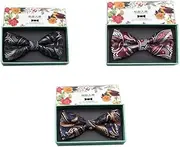 [South Koala] 3 Pcs Men Boys Adjustable Pre-tied Jacquard Polyester Yarn Bow Tie Mixed Color Assorted Ties for Casual Wedding Parties