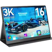 Portable Monitor 16" 2880x1800 IPS Laptop Monitor 120Hz Dual USB C HDMI Screen