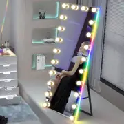 VANITII GLOBAL Hollywood Full Length Mirror with Lights RGB Backlit Lighted Full Body Standing Floor Mirror