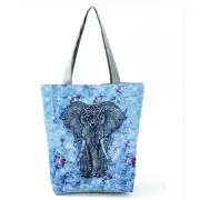 Elephant Print Tote Bag Polyester with Zipper