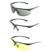 Mens Eyewear Safety Glasses Polycarbonate Lens Wrap Full UV Protection