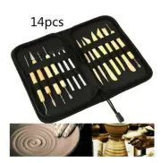14 Pcs Polymer Clay Tools Pottery Ceramics Sculpting Caving Craft + Case Wooden