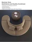 Outward-Curved Modular Sofa Suede Velvet Fabric Lounge Seat 2.8M- 3.2M Couch