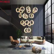 Modern Natural Seeshells Acrylic Ring Pendant Villa Hotel Light Chandelier Lamp