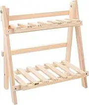 KALLORY Wooden Folding Storage Rack Versatile Organizer for Kitchen Office Home Decor Stylish Tabletop Shelf for Cosmetics Cups Tools with Workmanship Natural Color