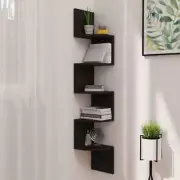NNEVL Wall Corner Shelf Black 19x19x123 cm Chipboard