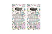 48pc BYS Mini Me Kids Children Stick Press On Artificial Nails Roller Retro 3y+