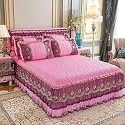 Bed Valance Skirt Bedspread Bed Skirt Wrap Bed Sheet Mattress Cover150x200cm,180x200cm Bed Cover Soft Bed Skirt Breathable Bedding Thicken Dust-Proof Protect The Mattress Bedroom