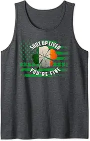 [X.Style] St Patricks Holiday Women Men - Funny Irish Flag American Tank Top ds4452 T-Shirt Black