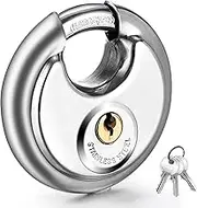 Vervida® Keyed Padlock Stainless Steel Disc Lock with 3 Keys, 3/8 Inch Shackle 70mm, Heavy Duty Lock Outdoor Waterproof Storage Lock for Warehouse, Garage, Storage Locker, and Outdoors (1 Pack)