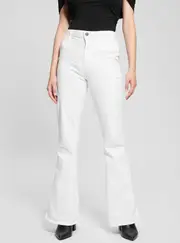 GUESS White Belle High Rise Flare Jeans Size: 30, Cotton