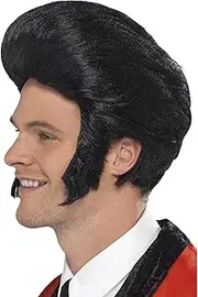 Smiffy's Men's 50's Quiff King Wig, Black, One Size, 42010