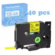 40PK TZ Tze 631 Label Tape Black on Yellow For Brother P-Touch PT-3600 12MM