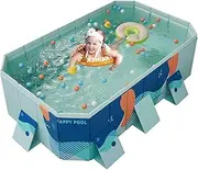 Foldable Swimming Pool | Leak-Proof PVC Above Ground Frame Pool with Double Drainage Ports | Interactive Water Play Pool for Patio, Garden, Backyard, Poolside, Deck, Balcony