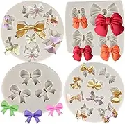 Sijiangmold Bowknot Fondant Mold Bow Tie Silicone Mold For Cake Decorating Candy Chocolate Gum Paste Crafting Polymer Clay Set Of 4
