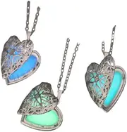 [TEHAUX] 3pcs Heart Shape Necklace Es Case Diy Pendant Aroma Balls Holder Luminous Perfume Case Hanging Heart Decor for Special Days Present