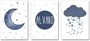 Poster Baby Nursery Print Moon Stars Kid Picture Boy Bedroom Decoration Wall Art Canvas Painting Nordic 40x50cm3PCS Noframe