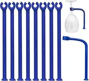 YouU Silicone Stemware Saver Flexible Stemware Holder Dishwasher Wine Glass Protector Tether Silicone Dishwasher Attachment (Blue/8 pcs)