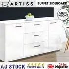 Artiss Buffet Sideboard Cabinet Storage High Gloss 3 Drawers and 2 Doors White