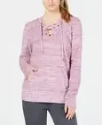Ideology Womens Space-dyed Lace-up Hoodie Size-XS Color-Royal Fuchsia