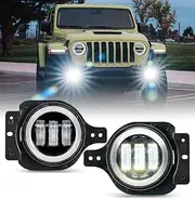 Xprite Ultra 300% Bright 60W LED Fog Lights w/DRL Compatible with 2018-2025 Jeep Wrangler JL JLU & 2020+ Gladiator JT, DOT, 6500K, Plug N Play, Front Bumper Fog Lamp with 2 Mounting Brackets, White