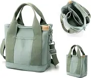 [ZYLINZHI] Small Canvas Tote Bag Multi-Pocket Canvas Tote Bag Purses Crossbody Bag Japanese Handmade Tote Handbag Bag for Women