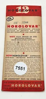 NOS-Horolovar Anniversary 400 Day Clock .006" Suspension Spring .152 mm 12 Pack