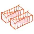2pcs Wardrobe Clothes Organizer, 7 Grids Compartment Storage Box White Orange
