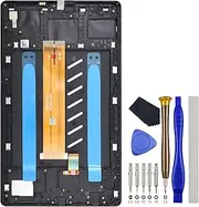 Black Tablet Full LCD Digitizer Touch Screen Assembly Screen Frame Replacement for (WiFi Version) Samsung Galaxy Tab A7 Lite Tab A7 Lite Wi-Fi SM-T220 8.7" with Tool Kit