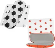 [TOVINANNA] 2 Pcs Eyeglass Case with Soccer Basketball Patterns Durable Hard Shell Design with Cleaning Cloth Protective Carrying Case for Women Men for Students