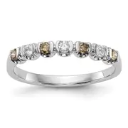14k White Gold Champagne & White Real Diamond Band