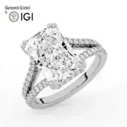 Radiant Solitaire Labgrown Diamond Engagement Ring 14k White Gold 5.60 Ct