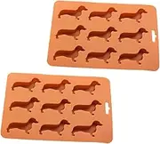 Cabilock 2Pcs Silicone Dog Shape Ice Cube Tray Food Grade Fondant Mold for Home and Kitchen Slots for Ice Making Easy to Clean and for Parties and Cocktails
