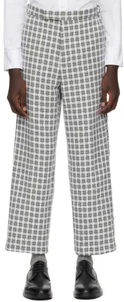 Backstrap-detail checked tailored trousers 0,1,2,4 medium gray