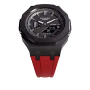 Casioak Mod Royal Oak Watch Casio G-Shock GA-2100 Black Case Red Strap GA2100
