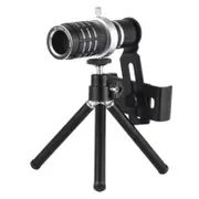 12X Optical Zoom Mobile Phone Telephoto Lens with Tripod for iPhone Samsung HTC Nokia Sony Black