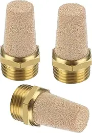 uxcell Pneumatic Muffler NPT 1/2, 3 Pack Sintered Bronze Brass Air Compressor Exhaust Muffler Filters Air Solenoid Valve Muffler Fitting for Automation Pneumatic Equipment, Golden