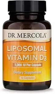 Dr. Mercola Liposomal Vitamin D3 5000 IU Dietary Supplement, 90 Servings (90 Capsules), Non GMO, Soy Free, Gluten Free