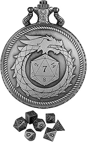 Pocket Watch Dice Case | Table Game Dice | Metal Polyhedral Dice Board Games Dice Set with Pocket Watch Case for Men
