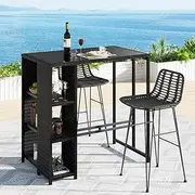 Gardeon Outdoor Bar Set Patio Furniture Dining Chairs Table and Chairs Wicker