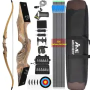 60" Takedown Recurve Bow Carbon Arrow 20-60lbs Bamboo Core Limbs Archery Hunting