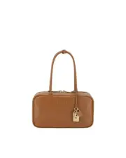Miu Miu Elegant Geometric Leather Shoulder Bag with Padlock Detail Women Brown